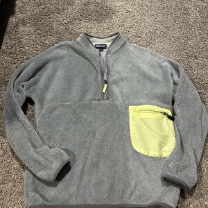Patagonia Gray and Yellow Half Zip Fleece Pullover